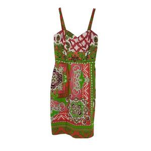 Hale Bob Cabana Dress XS Bohemian Beaded Removable Straps Paisley Fitted Beach